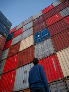 Containers arriving by ocean freight are piling up